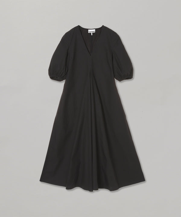 Cotton Poplin V-Neck Long Dress-GANNI-Forget-me-nots Online Store