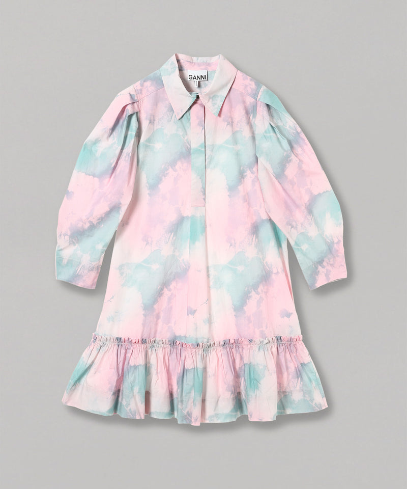 Printed Cotton Mini Shirt Dress-GANNI-Forget-me-nots Online Store