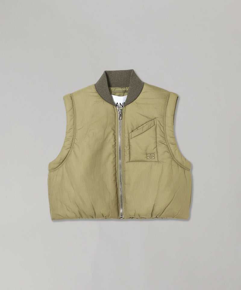 Quilt Short Vest-GANNI-Forget-me-nots Online Store