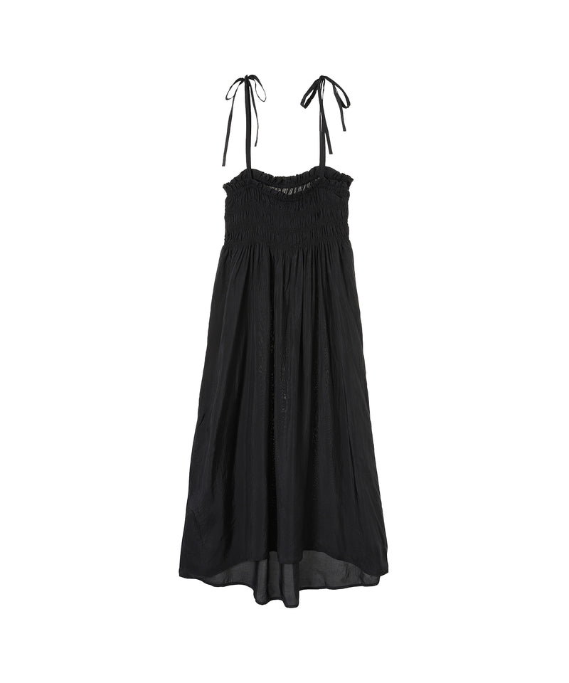 Viscose Habotai Midi Smock Strap Dress-GANNI-Forget-me-nots Online Store