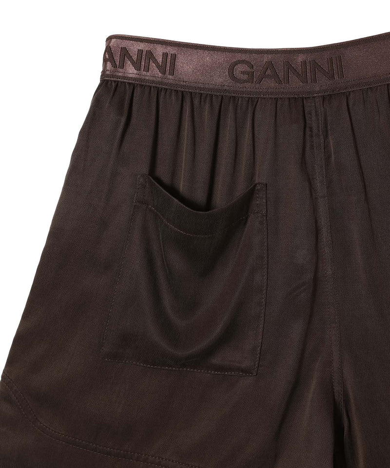 Washed Satin Shorts-GANNI-Forget-me-nots Online Store