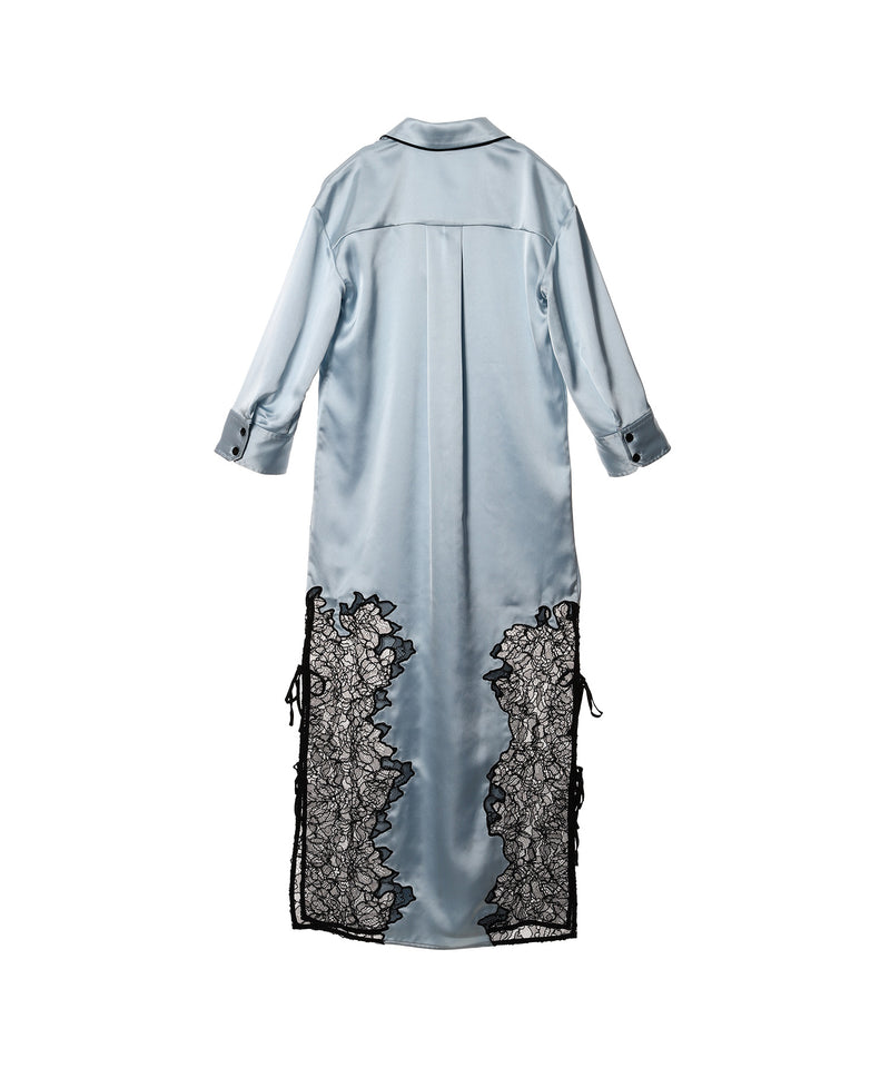 Satin Lace Shirt Dress-GANNI-Forget-me-nots Online Store