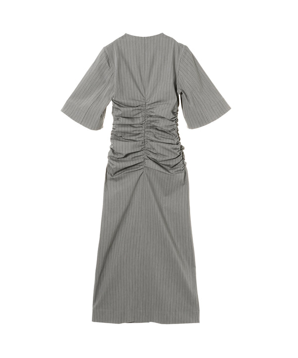 Stripe Suiting V-Neck Fitted Dress-GANNI-Forget-me-nots Online Store