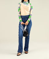 Printed Mesh Long Sleeve Rollneck-GANNI-Forget-me-nots Online Store
