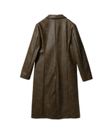 Leather Long Chester Coat-Forget-me-nots-Forget-me-nots Online Store