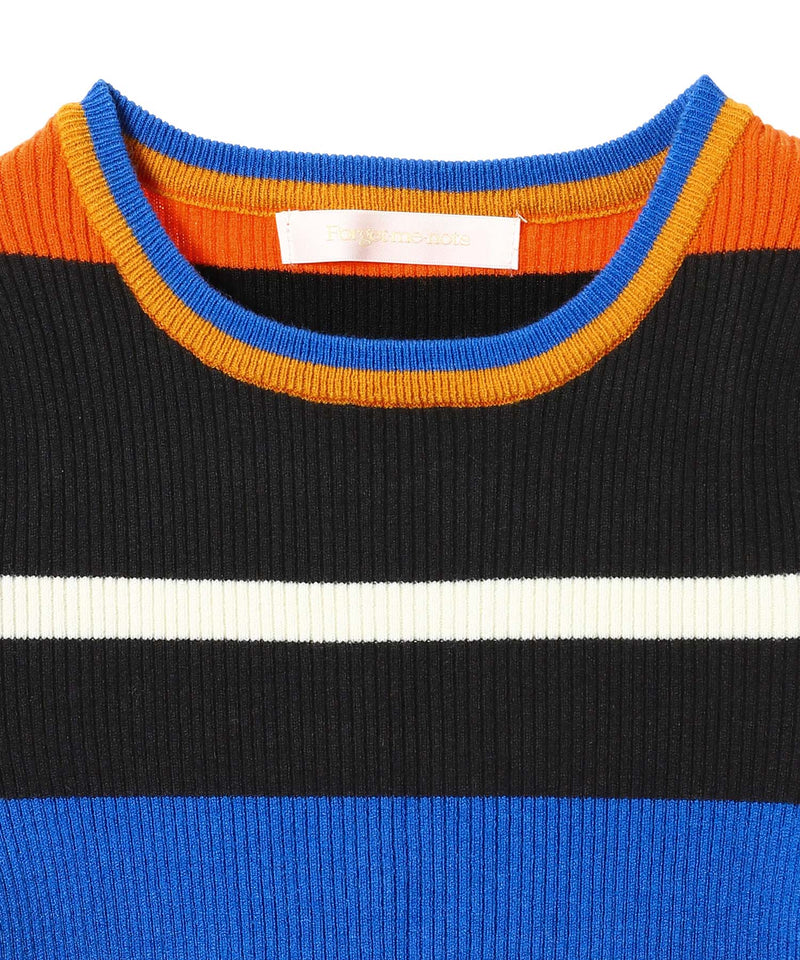 Multi Border Rib Knit-Forget-me-nots-Forget-me-nots Online Store