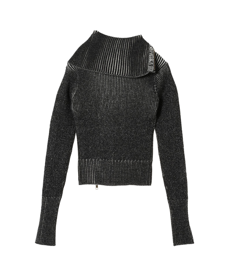 Asymmetry Zip Up Knit-Forget-me-nots-Forget-me-nots Online Store