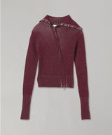 Asymmetry Zip Up Knit-Forget-me-nots-Forget-me-nots Online Store