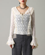 Lace Long Sleeve Blouse-Forget-me-nots-Forget-me-nots Online Store