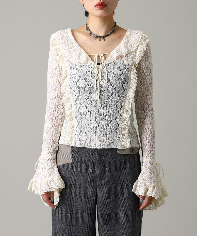 Lace Long Sleeve Blouse-Forget-me-nots-Forget-me-nots Online Store