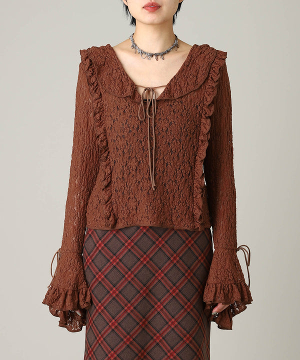 Lace Long Sleeve Blouse-Forget-me-nots-Forget-me-nots Online Store