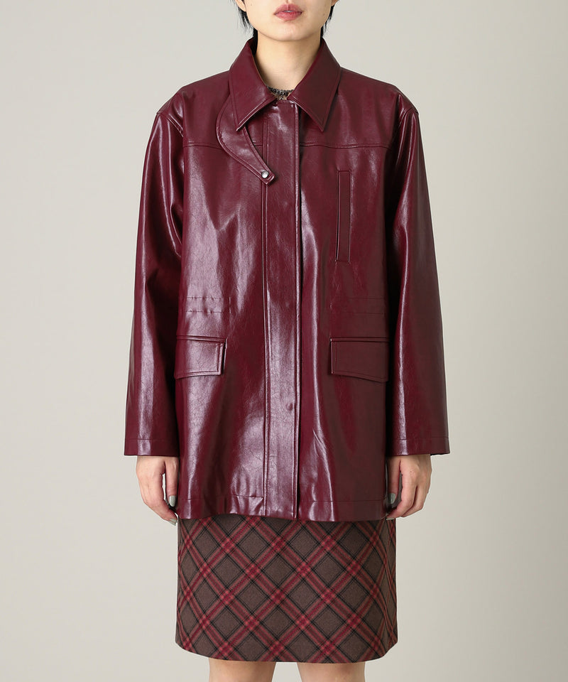 Fake Leather Jacket-Forget-me-nots-Forget-me-nots Online Store