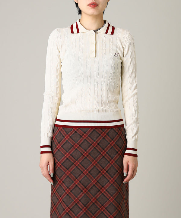 Long Sleeve Knit Polo-Forget-me-nots-Forget-me-nots Online Store