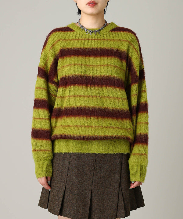 Border Crew Neck Knit-Forget-me-nots-Forget-me-nots Online Store