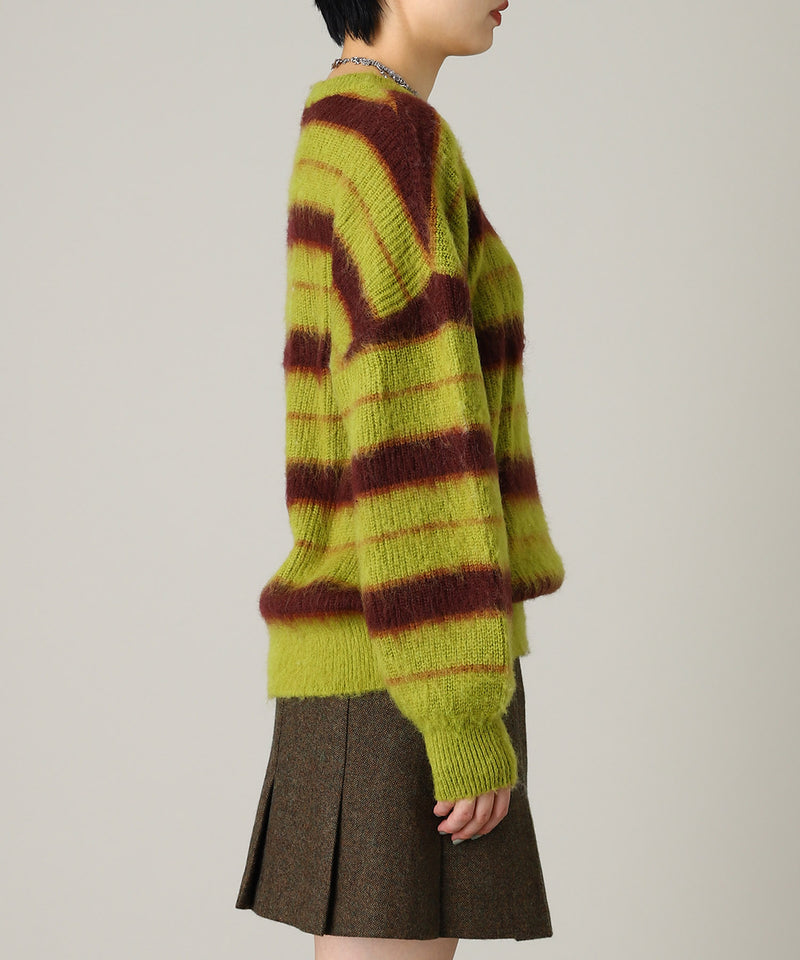 Border Crew Neck Knit-Forget-me-nots-Forget-me-nots Online Store