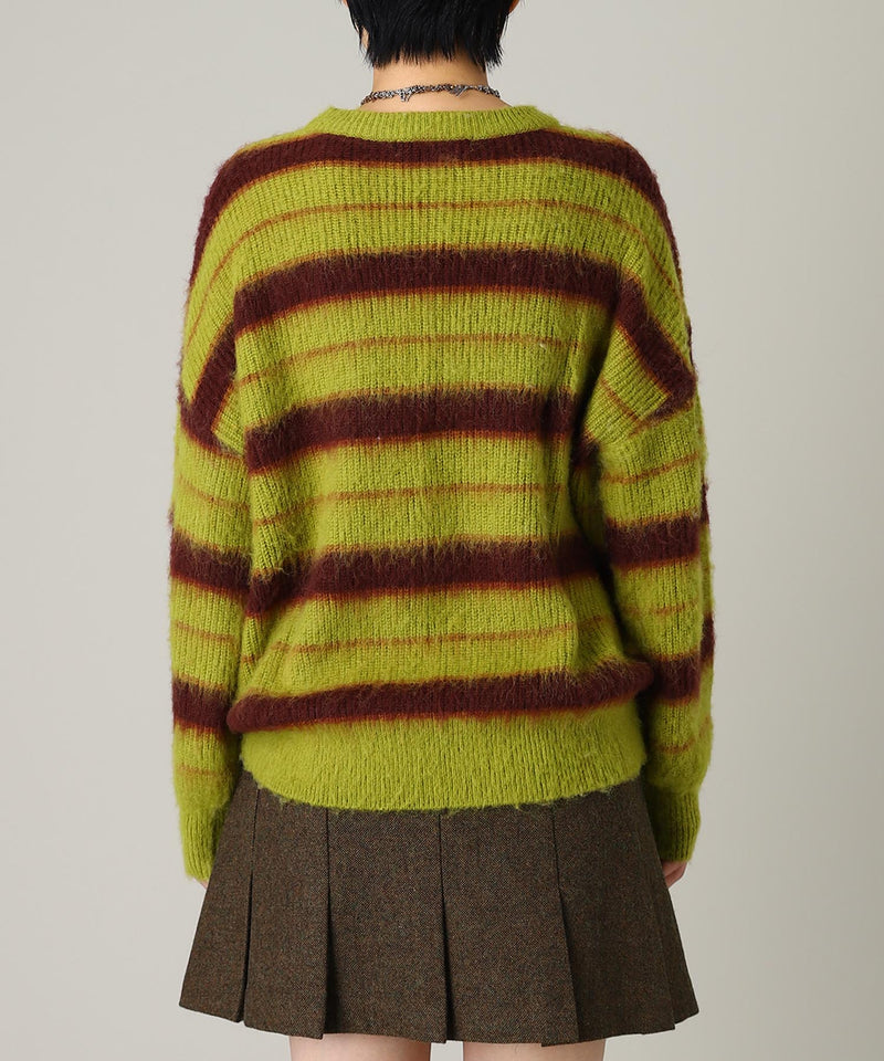 Border Crew Neck Knit-Forget-me-nots-Forget-me-nots Online Store