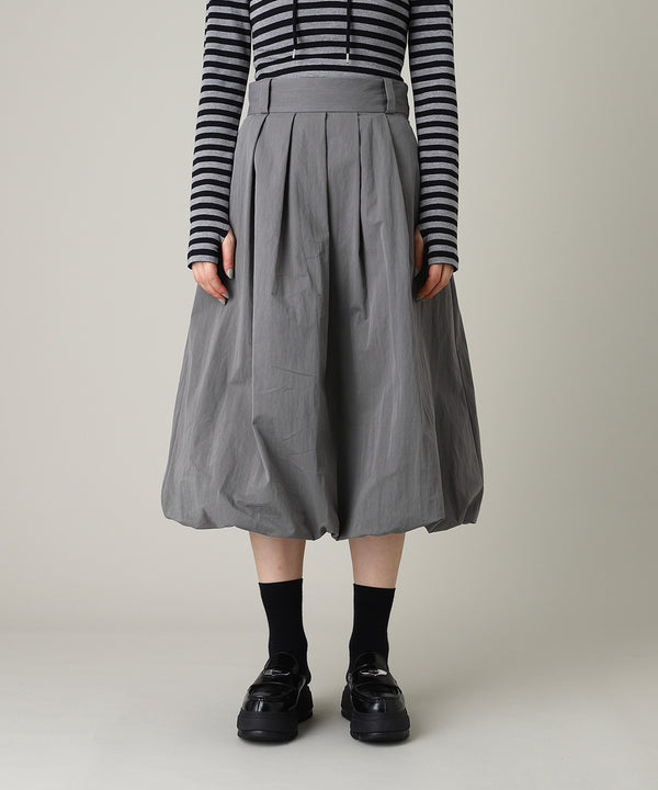 Baloon Pleats Belted Skirt-Forget-me-nots-Forget-me-nots Online Store
