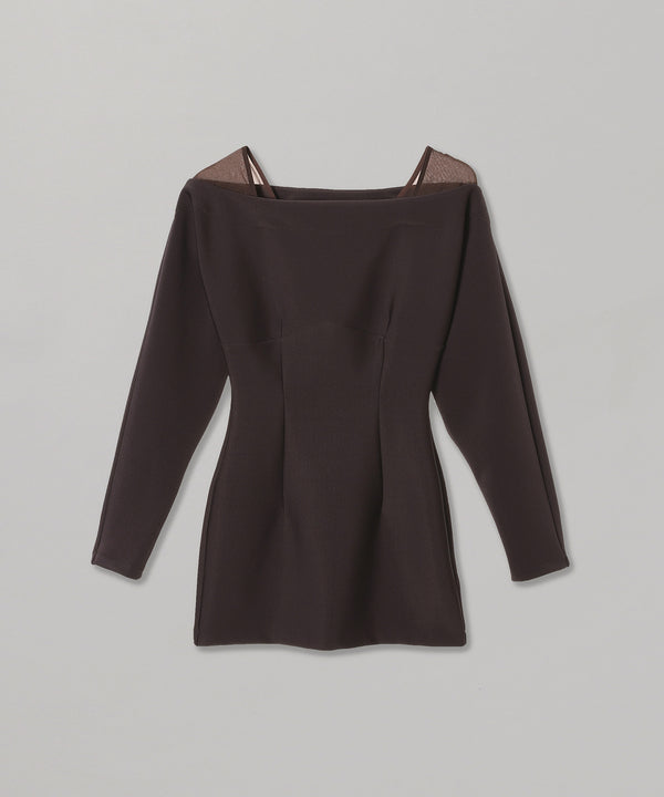 Stretch Jersey Off-Shoulder Top-FETICO-Forget-me-nots Online Store