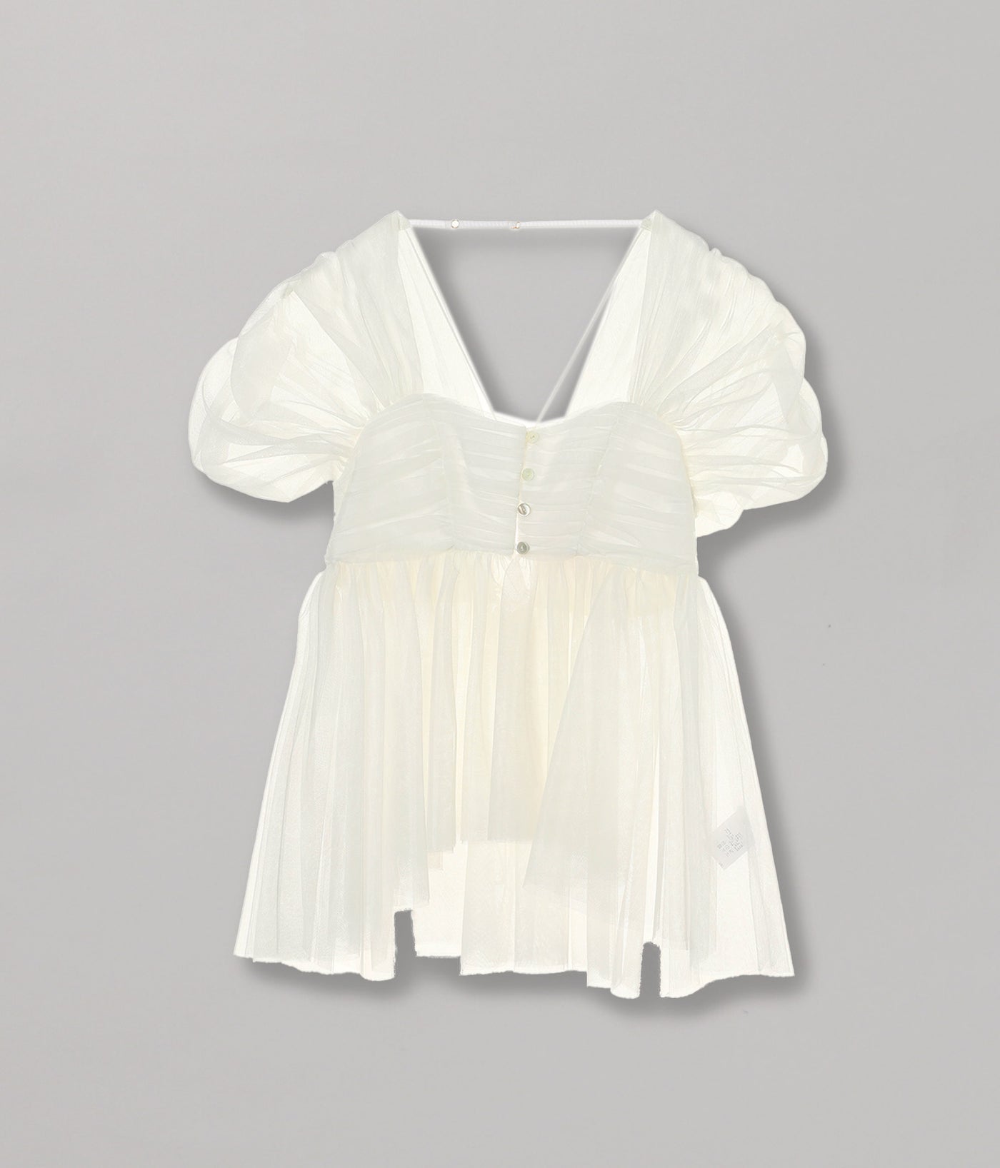 OPEN-BACK GATHERED TULLE TOP｜FETICO