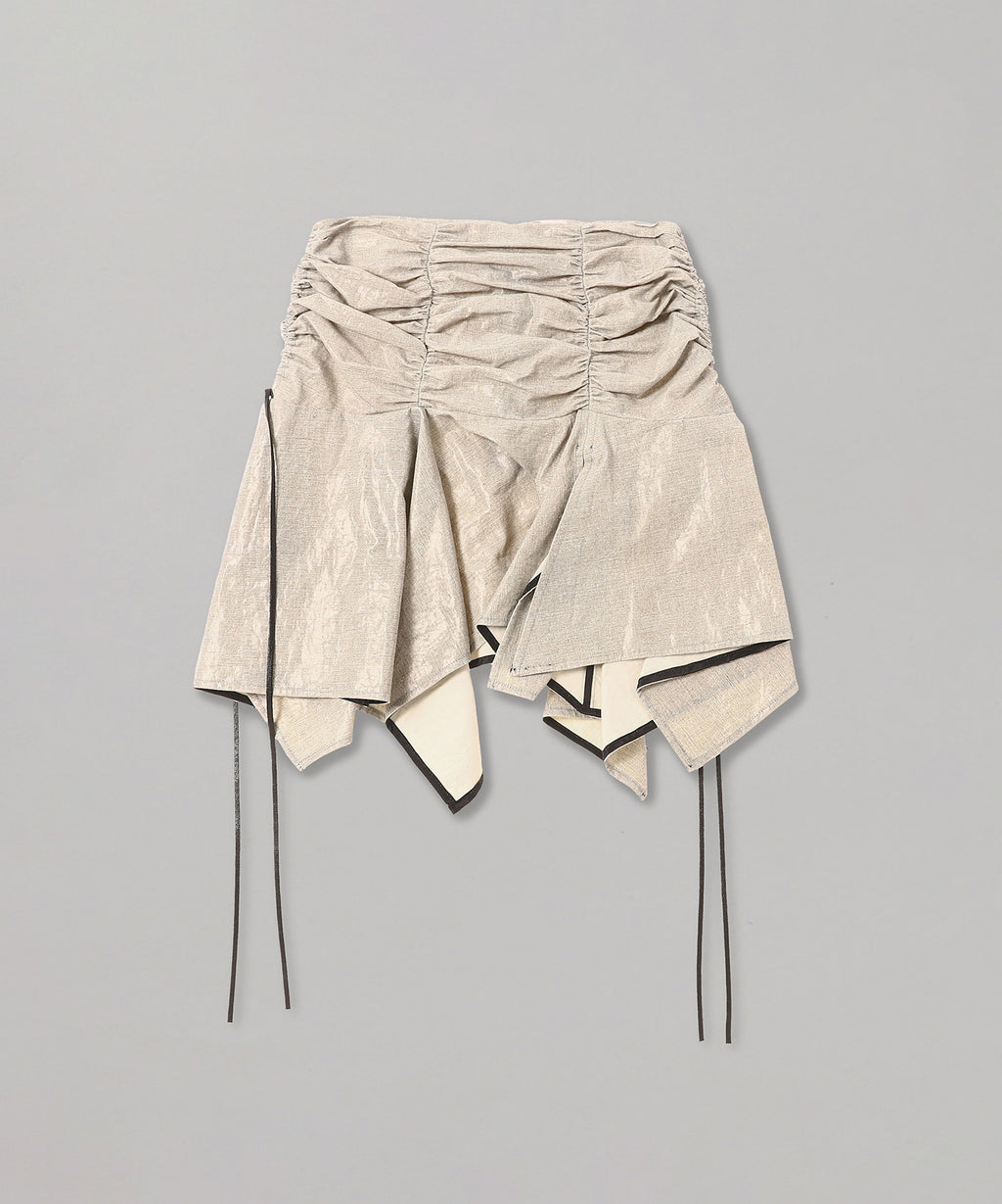 フェティコ(FETICO)｜Coated Cotton Gathered Mini Skirt｜スニーカー 
