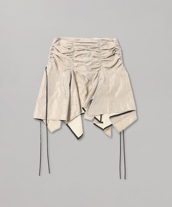 Coated Cotton Gathered Mini Skirt-FETICO-Forget-me-nots Online Store