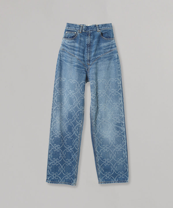 Laser-Cut Wide Jeans-FETICO-Forget-me-nots Online Store