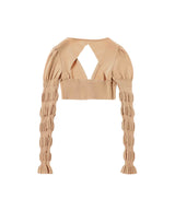 Stripe Knit Short Cardigan-FETICO-Forget-me-nots Online Store