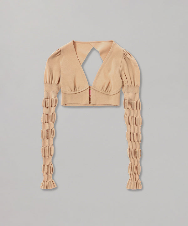 Stripe Knit Short Cardigan-FETICO-Forget-me-nots Online Store