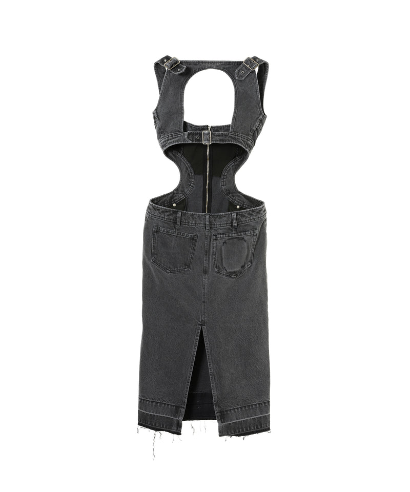 Square-Neck Bustier Denim Dress-FETICO-Forget-me-nots Online Store