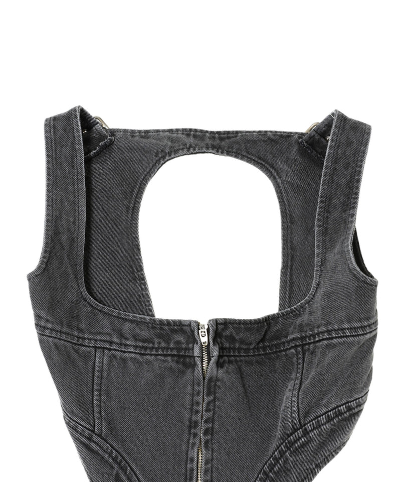 Square-Neck Bustier Denim Dress-FETICO-Forget-me-nots Online Store