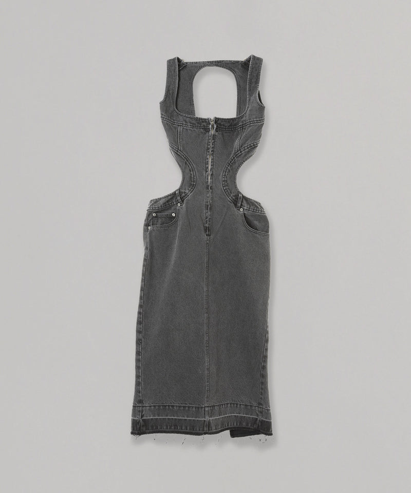 Square-Neck Bustier Denim Dress-FETICO-Forget-me-nots Online Store