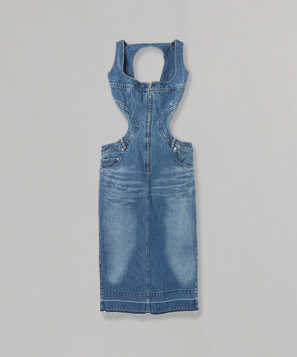 Square-Neck Bustier Denim Dress-FETICO-Forget-me-nots Online Store