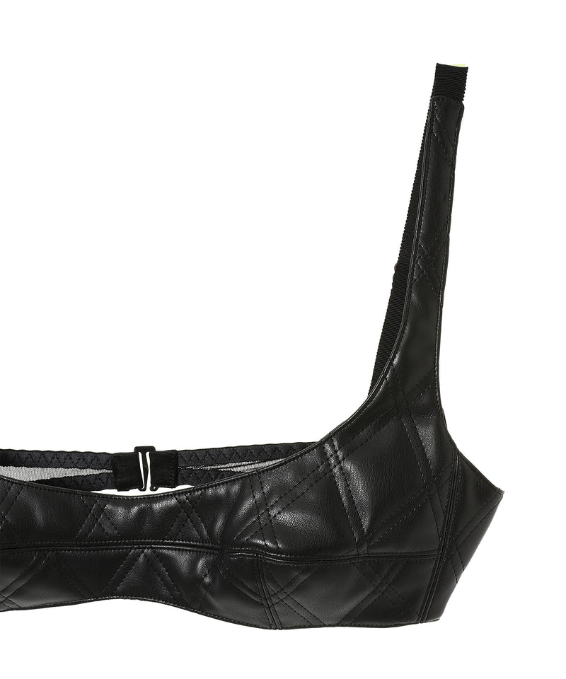 Faux-Leather Quilted Bra-FETICO-Forget-me-nots Online Store