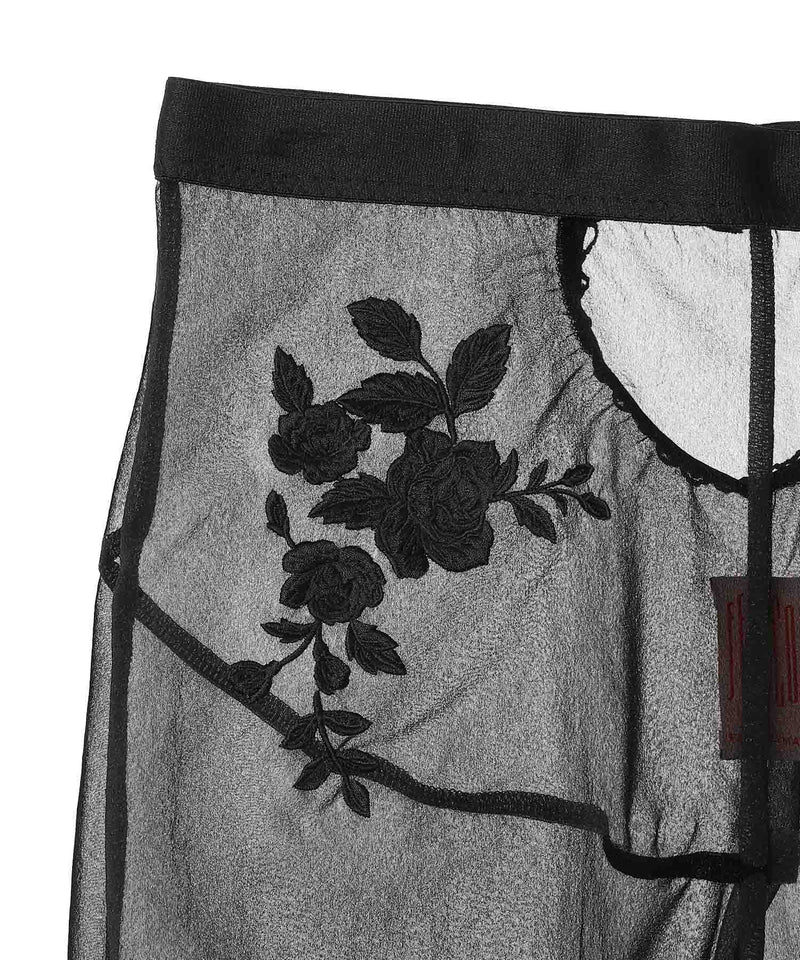 Rose-Embroidered Sheer Biker Shorts-FETICO-Forget-me-nots Online Store