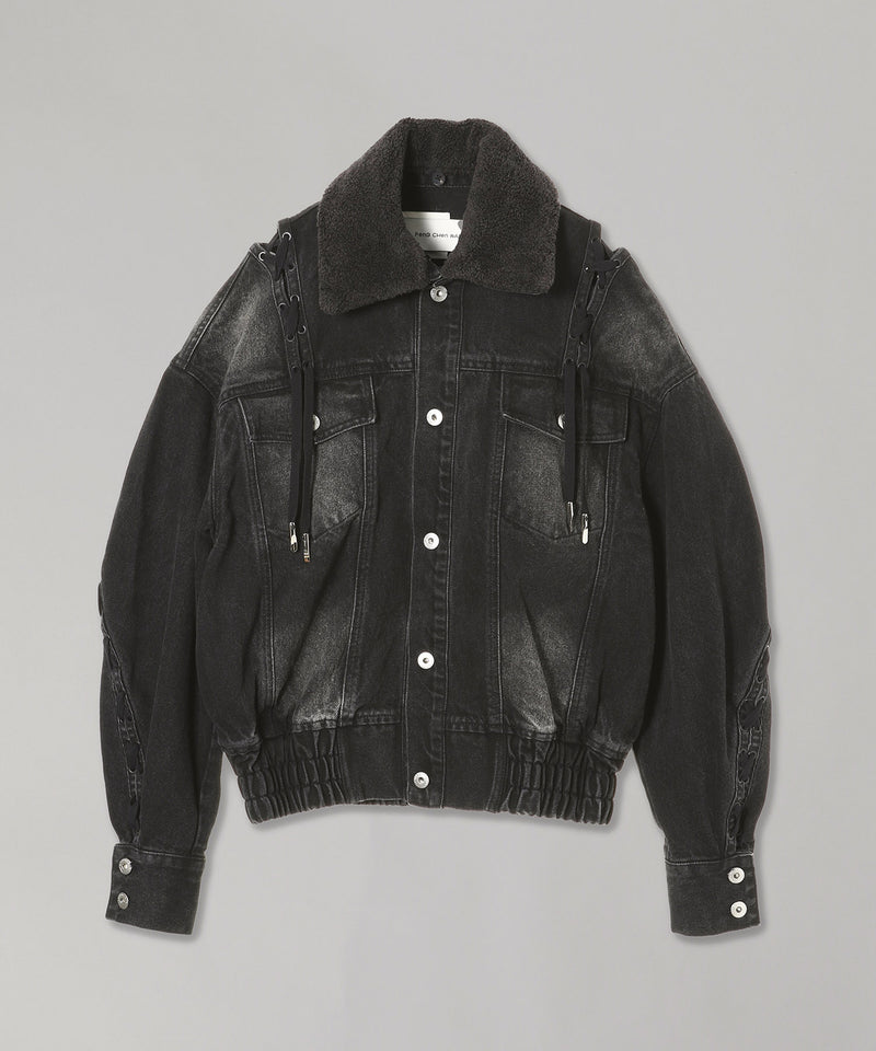 Denim Deconstructed Lace-Up Jacket-Feng Chen Wang-Forget-me-nots Online Store