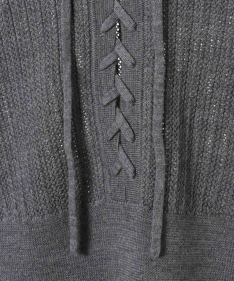 Gray Lace-Up Henley-Feng Chen Wang-Forget-me-nots Online Store