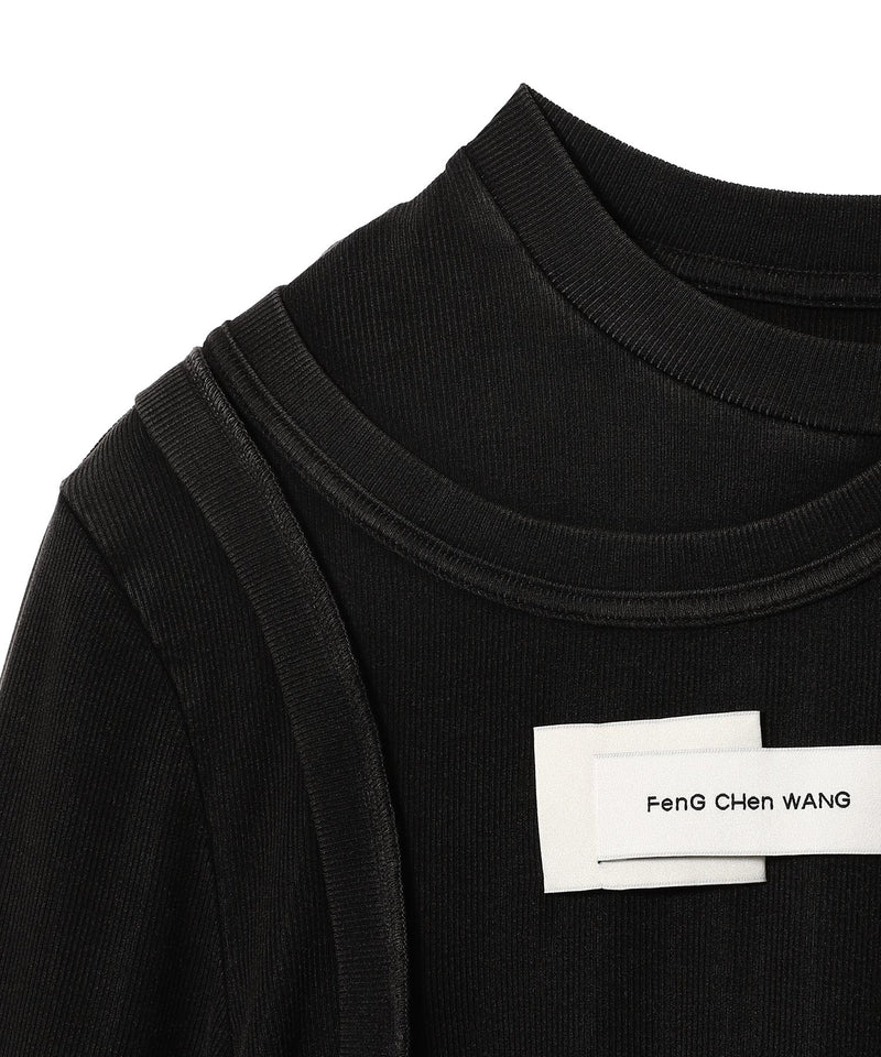 Black Washed Deconstructed Top-Feng Chen Wang-Forget-me-nots Online Store