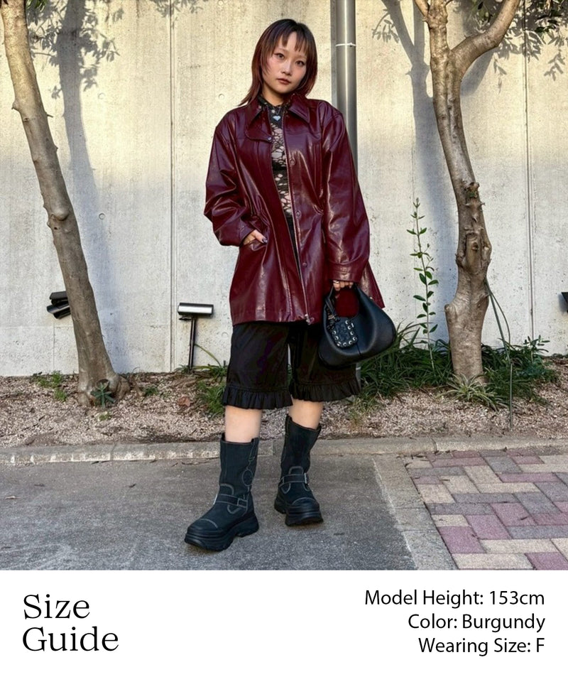 Fake Leather Jacket-Forget-me-nots-Forget-me-nots Online Store