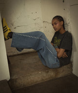 【Coming Soon】Wide Straight Denim Pants With Studs-Forget-me-nots-Forget-me-nots Online Store