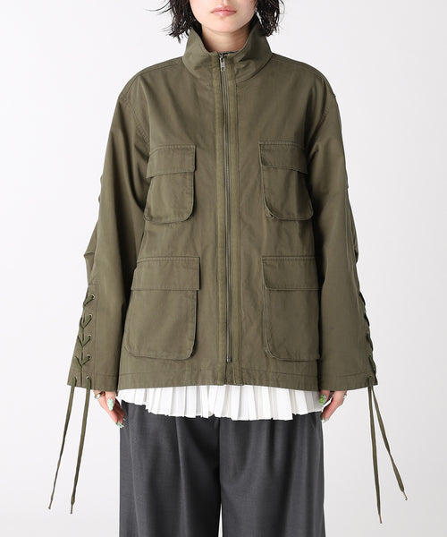 Lace Up Militery Jacket-Forget-me-nots-Forget-me-nots Online Store