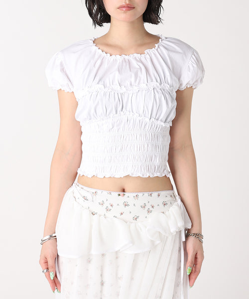 Gathered Mini Tee With Corset-Forget-me-nots-Forget-me-nots Online Store