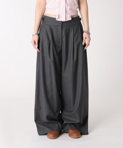 Wide Tuck Slacks-Forget-me-nots-Forget-me-nots Online Store