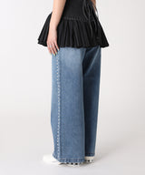 【Coming Soon】Wide Straight Denim Pants With Studs-Forget-me-nots-Forget-me-nots Online Store