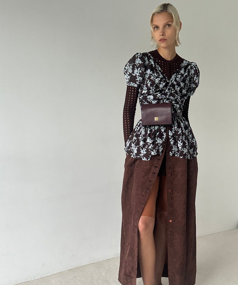 Puff Sleeve Gathered Blouse-FETICO-Forget-me-nots Online Store