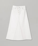 White Denim Double Fly Maxi Skirt-GANNI-Forget-me-nots Online Store