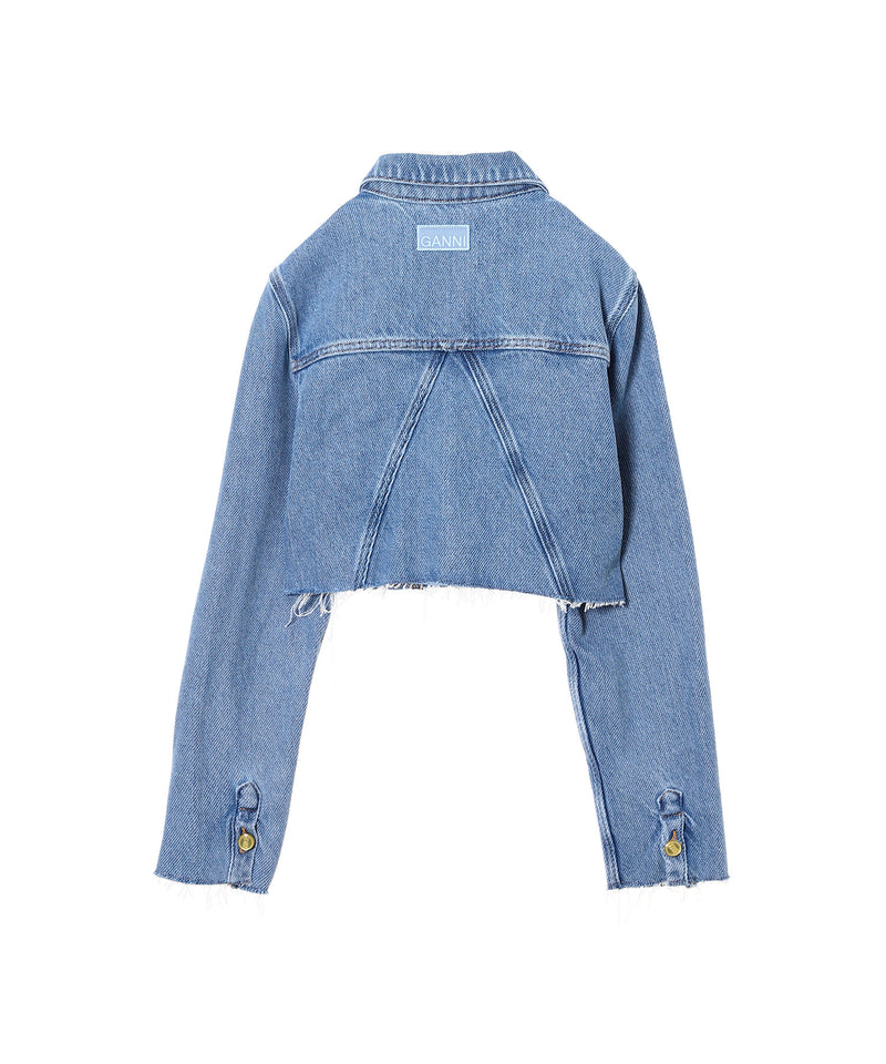 Heavy Denim Cropped Trucker Jacket-GANNI-Forget-me-nots Online Store