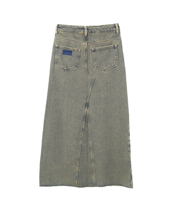 Overdyed Heavy Denim Maxi Skirt-GANNI-Forget-me-nots Online Store