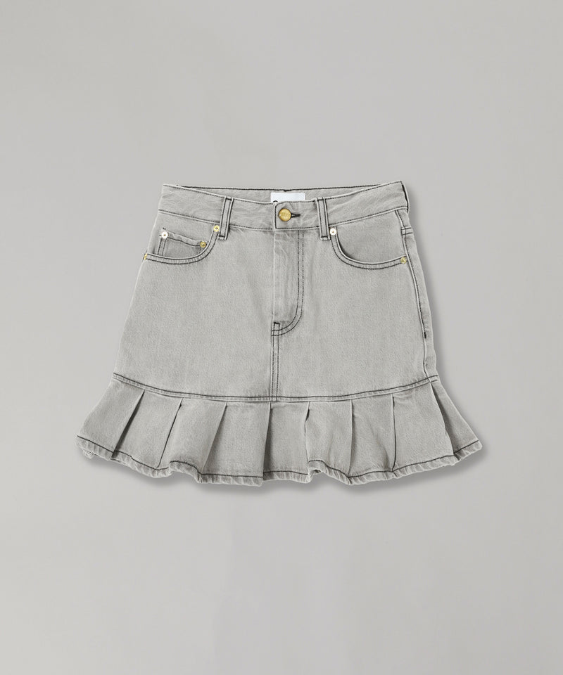 Future Denim Pleated Mini Skirt-GANNI-Forget-me-nots Online Store