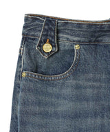 Heavy Washed Denim Flared Skirt Jeans-GANNI-Forget-me-nots Online Store