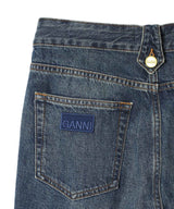 Heavy Washed Denim Flared Skirt Jeans-GANNI-Forget-me-nots Online Store